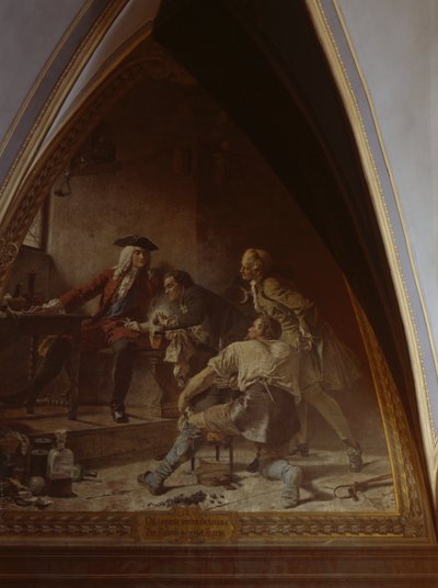 Boettger mostra ad Augusto il Forte il segreto della fabbricazione della porcellana da Johann Paul Adolf Kiessling
